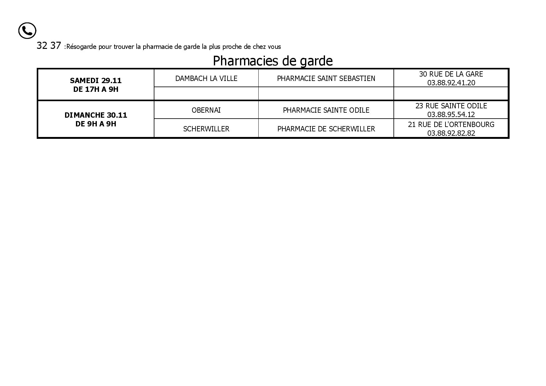 pharmacie garde nov 3