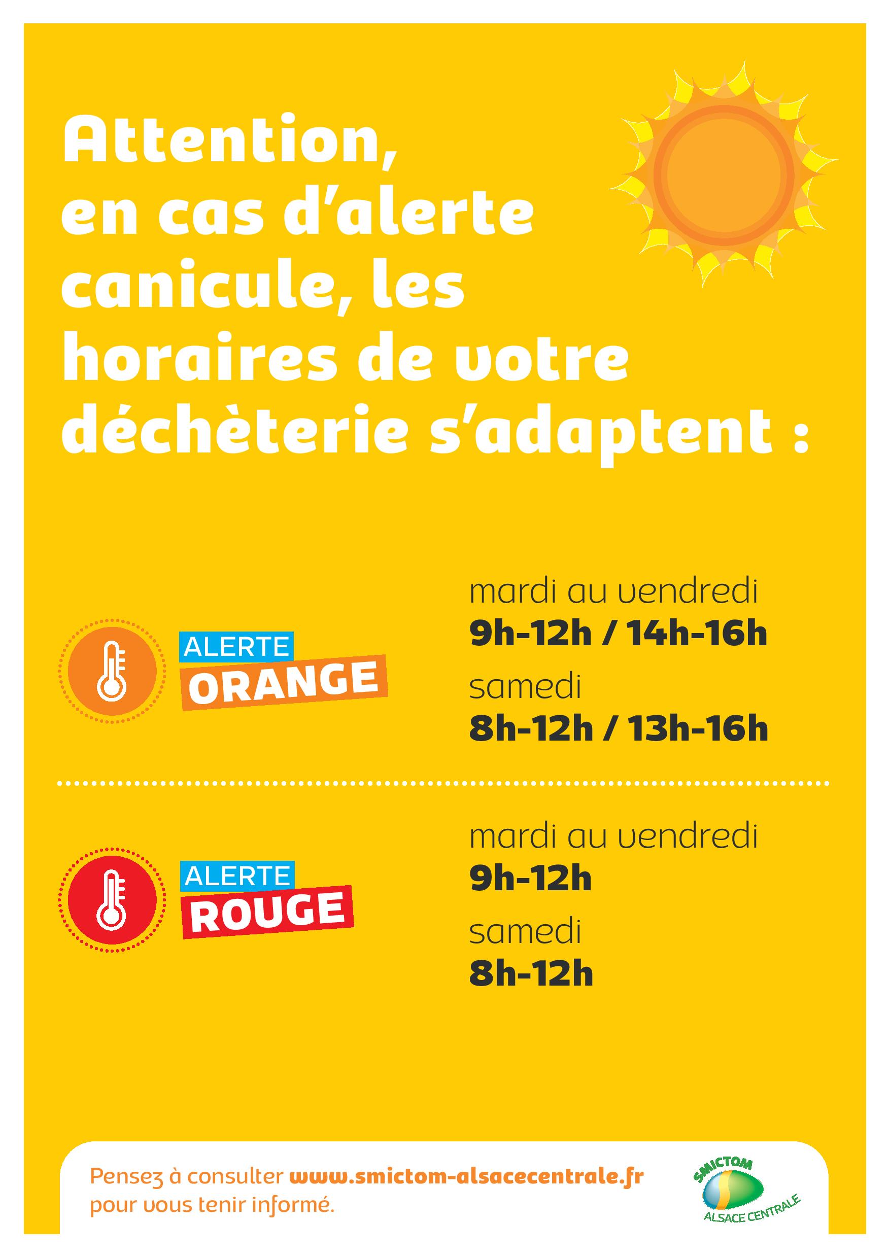 alerte canicule horaires déchèteries