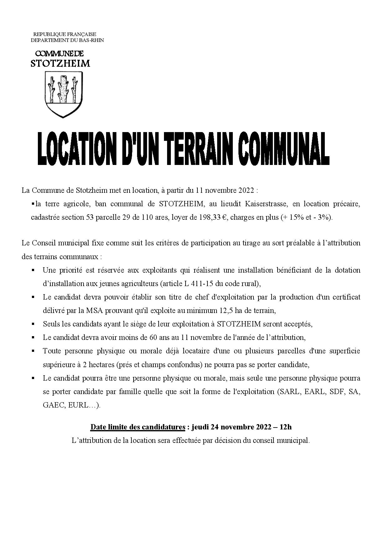 location terrain communal