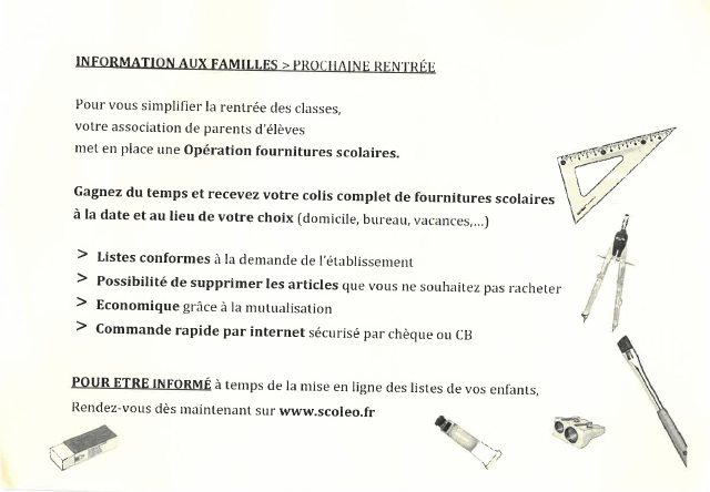 opérations fournitures scolaires