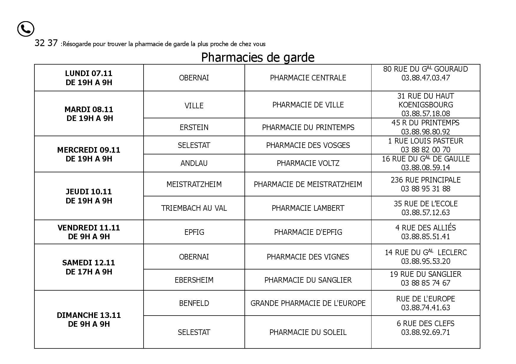 pharmacie garde nov 2