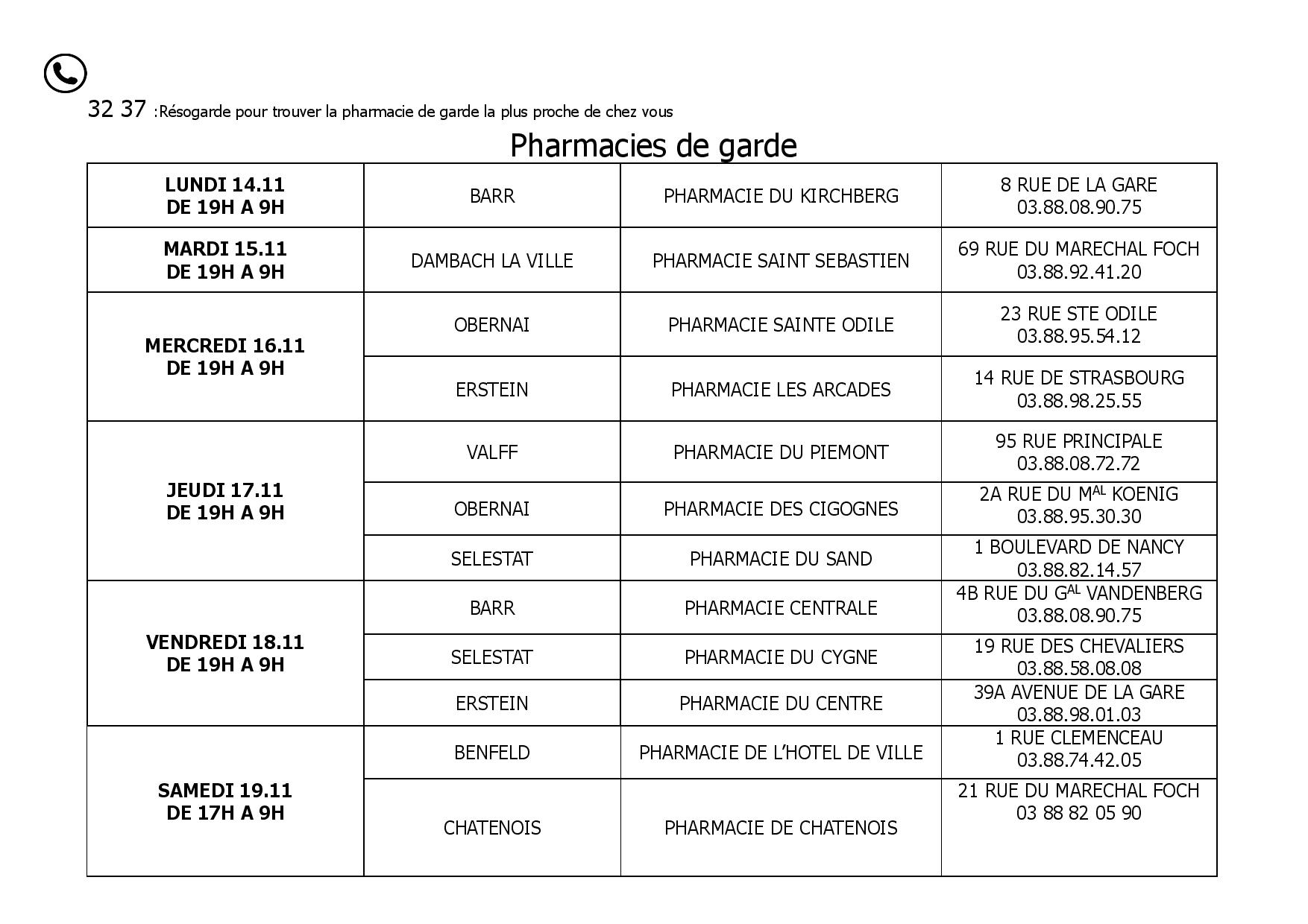 pharmacie garde nov 3