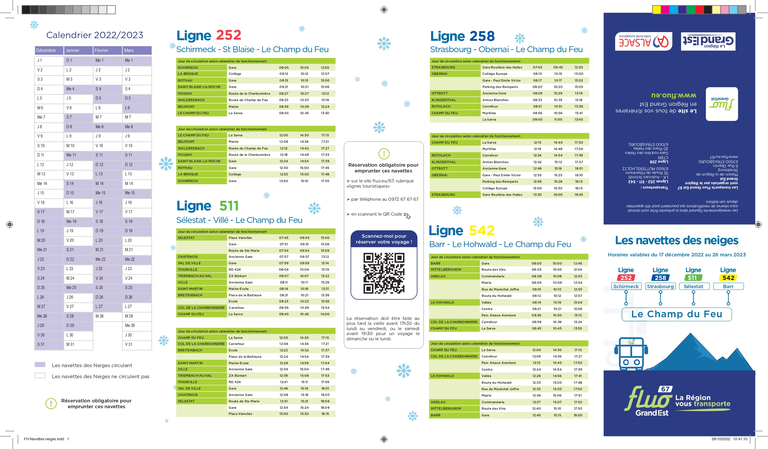 Horaires navette champ du feu